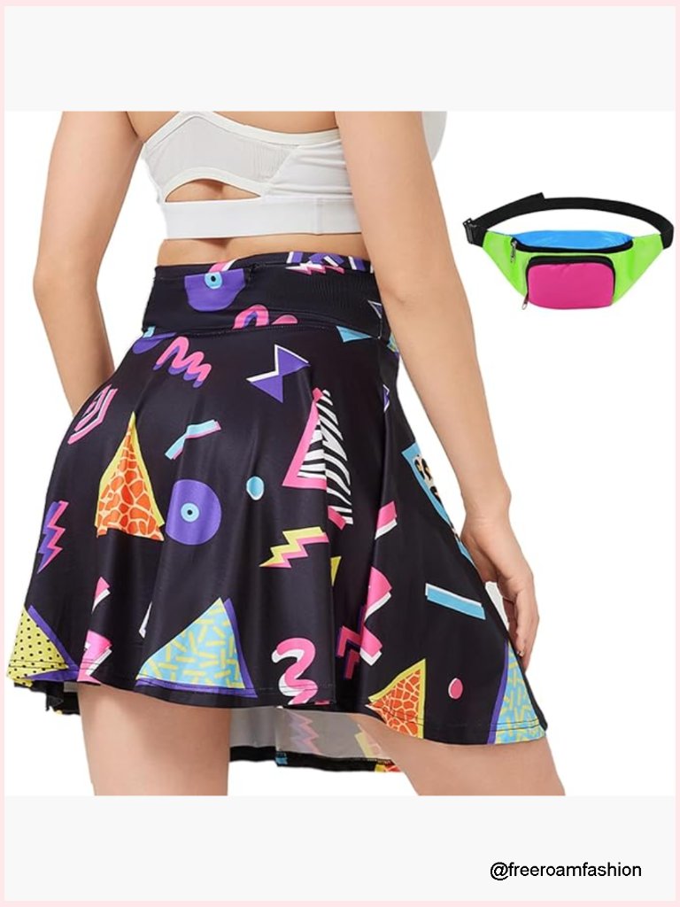 High Waisted Tennis Skorts Set With Pockets Retro Skirt And Bag